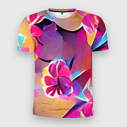 Мужская спорт-футболка Тропические краски Цветы
