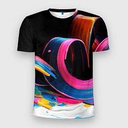 Мужская спорт-футболка Разноцветный мазки краски Абстракция Multicolored