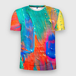 Мужская спорт-футболка Мазки масляной краски Абстракция Oil Paint Strokes