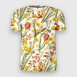 Мужская спорт-футболка Цветы Весенние Тюльпаны