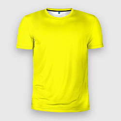 Футболка спортивная мужская Однотонный неоновый лимонный желтый тон, цвет: 3D-принт