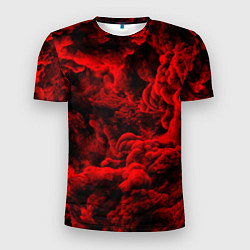 Мужская спорт-футболка Красный дым Red Smoke Красные облака