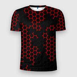 Мужская спорт-футболка НАНОКОСТЮМ Black and Red Hexagon Гексагоны