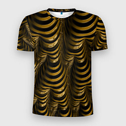 Мужская спорт-футболка Черная с золотым оптическая иллюзия Абстракция