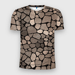 Мужская спорт-футболка Черно-коричневая текстура камня