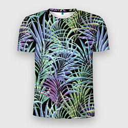 Мужская спорт-футболка Разноцветные Листья Пальм В Ночных Джунглях