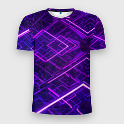 Мужская спорт-футболка Неоновые ромбы в абстракции - Фиолетовый
