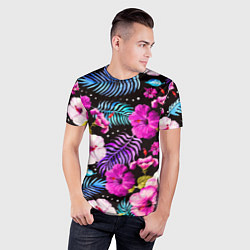 Футболка спортивная мужская Floral pattern Summer night Fashion trend, цвет: 3D-принт — фото 2