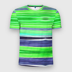 Мужская спорт-футболка Сине-зеленые абстрактные полосы