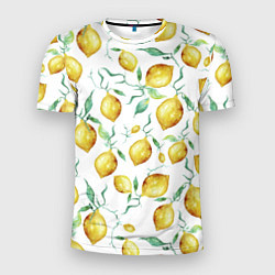 Мужская спорт-футболка Лимоны Нарисованные Акварелью