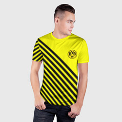 Футболка спортивная мужская Borussia черные полосы, цвет: 3D-принт — фото 2