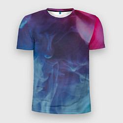 Мужская спорт-футболка Неоновый дым - Голубой и розовый