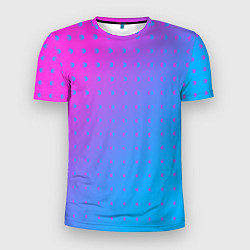 Мужская спорт-футболка Закат и капли, диагональный градиент с сеткой дотс
