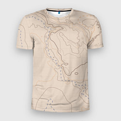 Мужская спорт-футболка Песчаная Топографическая Карта