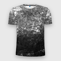 Мужская спорт-футболка Текстура камня черно-белый узор