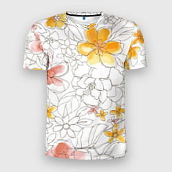 Мужская спорт-футболка Минималистическая цветочная композиция Watercolour