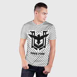 Футболка спортивная мужская Символ Free Fire на светлом фоне с полосами, цвет: 3D-принт — фото 2