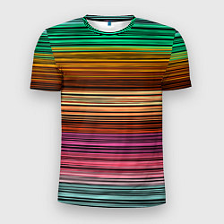 Мужская спорт-футболка Multicolored thin stripes Разноцветные полосы
