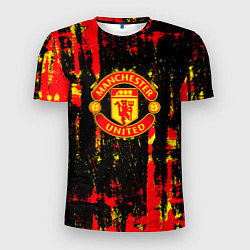Футболка спортивная мужская Manchester united краска, цвет: 3D-принт