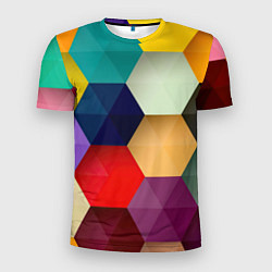 Футболка спортивная мужская Цветные соты, цвет: 3D-принт
