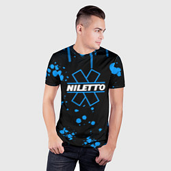 Футболка спортивная мужская Нилето niletto потёки и капли краски, цвет: 3D-принт — фото 2
