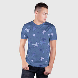 Футболка спортивная мужская Gray-Blue Star Pattern, цвет: 3D-принт — фото 2