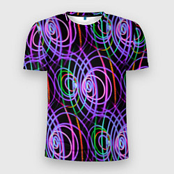 Мужская спорт-футболка Неоновые круги и линии - Фиолетовый