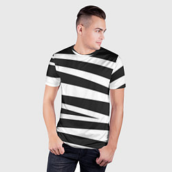 Футболка спортивная мужская Зебра чёрные и белые полосы, цвет: 3D-принт — фото 2