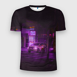 Мужская спорт-футболка Неоновый ночной переход - Фиолетовый