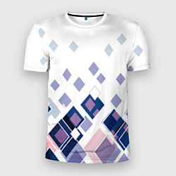 Мужская спорт-футболка Геометрический узор в бело-синий тонах