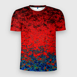 Мужская спорт-футболка Абстрактный узор мраморный красно-синий