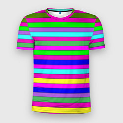 Футболка спортивная мужская Multicolored neon bright stripes, цвет: 3D-принт