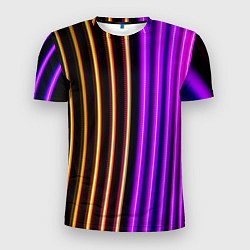 Мужская спорт-футболка Неоновые линейные фонари - Фиолетовый