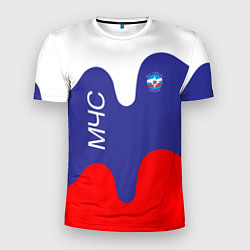 Футболка спортивная мужская МЧС - флаг России, цвет: 3D-принт