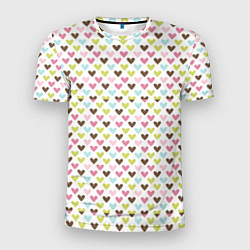 Мужская спорт-футболка Разноцветные светлые сердечки