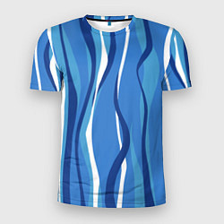 Футболка спортивная мужская Синие и белые волны, цвет: 3D-принт