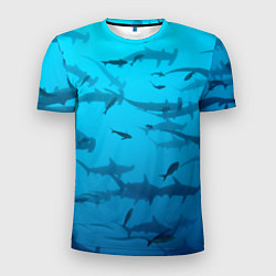 Мужская спорт-футболка Акулы - океан