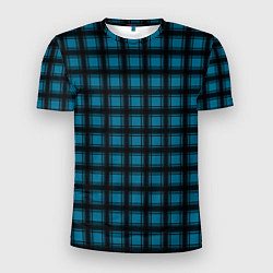 Мужская спорт-футболка Black and blue plaid