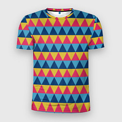 Мужская спорт-футболка Калейдоскоп - цветные треугольники