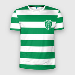Мужская спорт-футболка ФК Ахмат на фоне бело зеленой формы