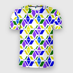 Футболка спортивная мужская Разноцветный неоновый геометрический узор, цвет: 3D-принт