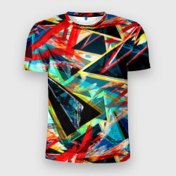 Мужская спорт-футболка Яркий абстрактный узор с неоновыми штрихами