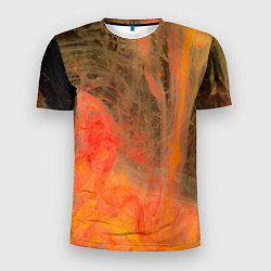 Мужская спорт-футболка Абстрактное множество красок - Оранжевый