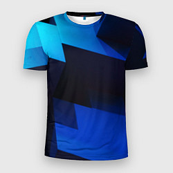 Футболка спортивная мужская Абстрактные геометрические объёмные фигуры - Синий, цвет: 3D-принт