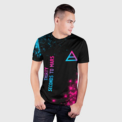 Футболка спортивная мужская Thirty Seconds to Mars Neon Gradient, цвет: 3D-принт — фото 2