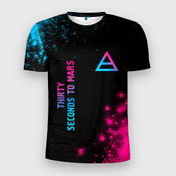 Футболка спортивная мужская Thirty Seconds to Mars Neon Gradient, цвет: 3D-принт