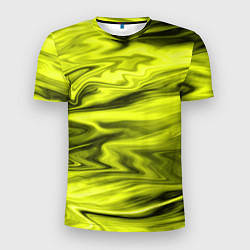 Мужская спорт-футболка Неоновый желтый с черным абстрактный узор