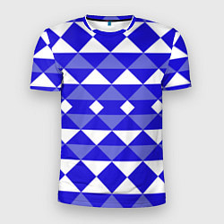 Футболка спортивная мужская Бело-синий геометрический узор, цвет: 3D-принт