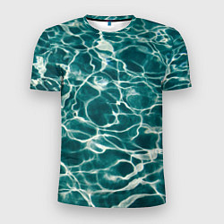 Мужская спорт-футболка Абстрактные волны в воде - Тёмно-зелёный