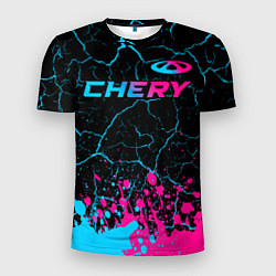 Футболка спортивная мужская Chery - neon gradient: символ сверху, цвет: 3D-принт